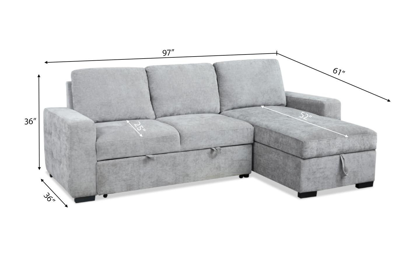 Trevor Sleeper Sectional with Storage | Furniture Mecca